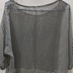 Black & White Striped Sheer Top