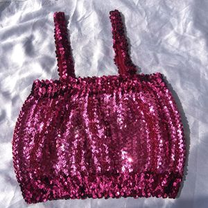 Brand New (Veramont) Pink Sequin Blouse/ Crop Top