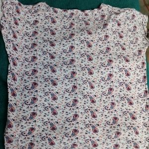 Women Casual White Top With Flower Print