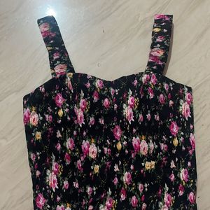 Black Top With Smoked Floral Design