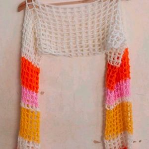 Crochet Bolero Multi Coloured Shrug Sleeves