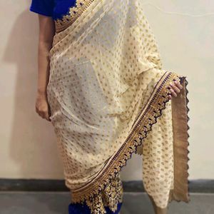 BLUE CREAM SAREE