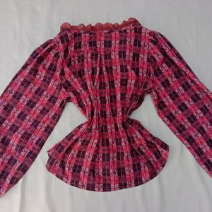 New Korean Ruffled Neck Puff Sleeves Shirt