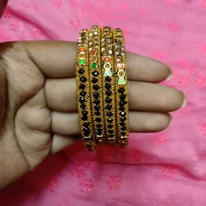 Gold Plated Stone Bangles