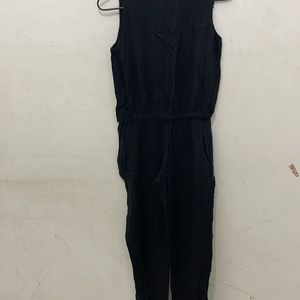 Black Sleeveless Jumpsuit With Waist String