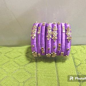 Silk Thread Kundan Bangles