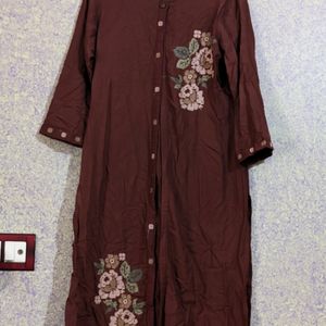 A Brown Printed Overcoat