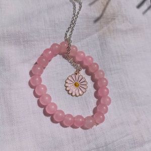 Combo Of Pink Bracelet And Necklace