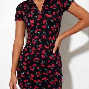 Urbanic Cherry 🍒print  Bodycon Dresss.  Bust Fits 30 To 38 Size