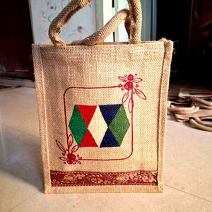 Hand-painted Jute Lunch/Shopping Bag