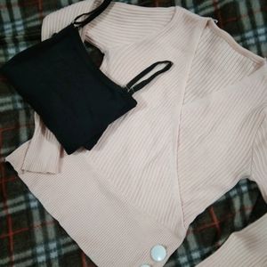 Pink Wrap Top(Ribbed)