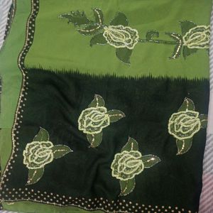 Green Embroidery Saree