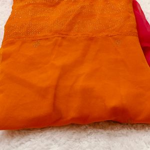 Orange-pink Fusion transparent kurti