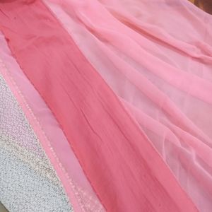 New Pretty Pink Stylish Saree With Blouse