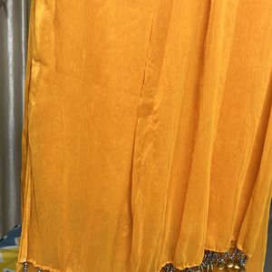 Mustard Dupatta With Beautiful Tassel Lace