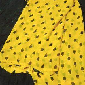 Yellow And Black Combination Saree