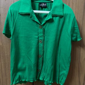 Korean Style Green Cropped Top