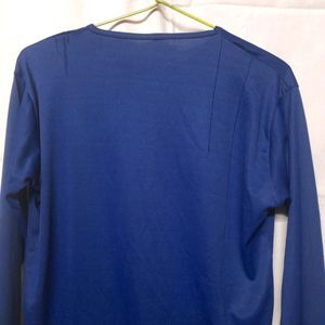 Men Tshirt Full Sleeve Round Neck Solid Blue