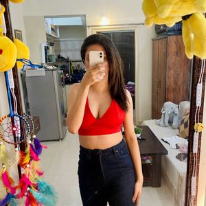 Red Backless Crop Top