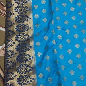 Blue Banarasi Print Saree