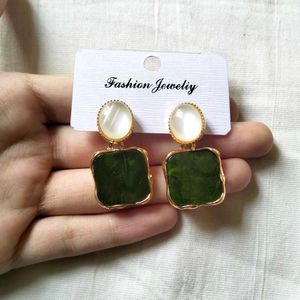 Green Marble Earrings