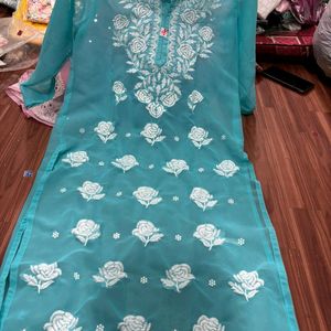 Chickenkari Kurta Big Flower Design