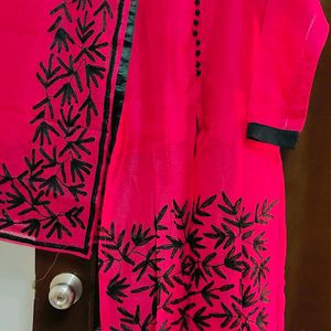 Doriya Kurta With Dupatta Thread Embroidery