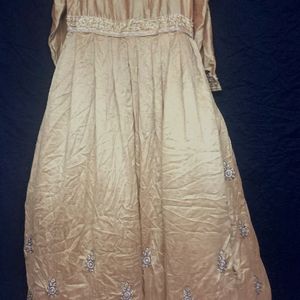 Designer Gold Gown Full Sleeves