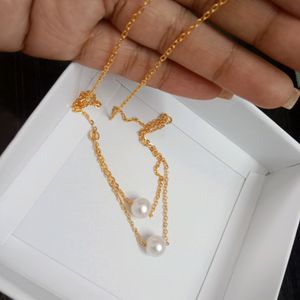 Double Layered Golden Pearl Chain