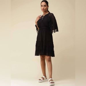 Label Ritu Kumar Black Tie-UpShort Dress