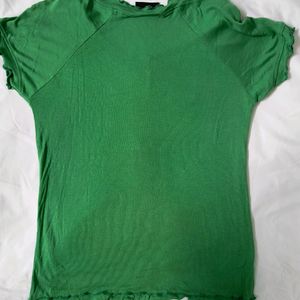 Green Colour Body Fit Short Top