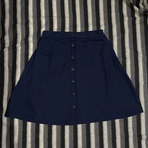 HERE&NOW Women Navy Blue Solid-A-Line Skirt