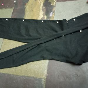 Black Beaded Leggings For Girls