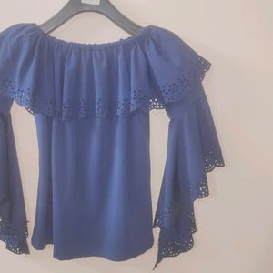 Off Shoulder Top in navy blue colour