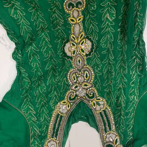 💚Very beautiful green long anarkali suit 💚