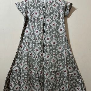 Avaasa Grey Cotton Aline Kurthi