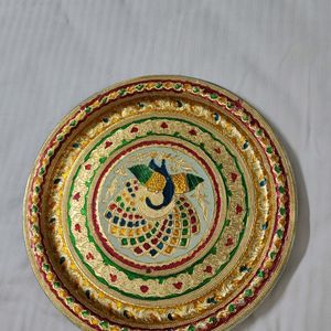 Meenakari Peacock Thaal For Gift Or Dry Fruits