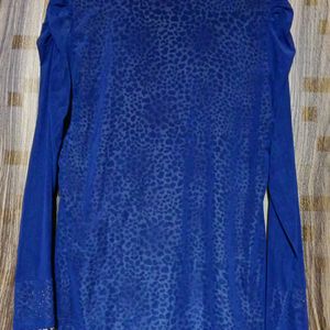 Printed Blue Long Sleeve Top