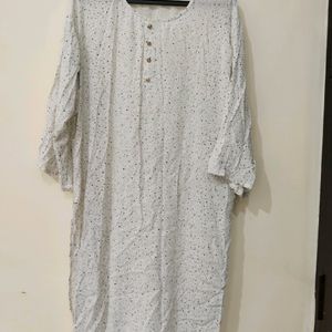 White Straight Kurta 3xl With Rufled Sleeves