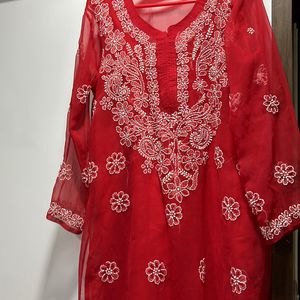 Red Embroidery Kurta