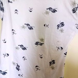 White Colour Printed T Shirt For Women