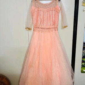 Soft Net Gown With Long Shrug