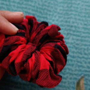 Red And Black Combo Scrunchie