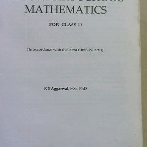 R S Agarwal Book Of CBSE Mathematics Class 11th