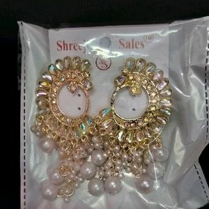 Kundan Off White Peacock Jhumka Earring