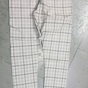 Off White Checked Formal Trouser