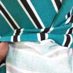 Sea Green Black Stripes Long T-shirt