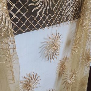 Golden Cream Tissue Dupatta