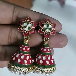 Kalamkari Red Jhumka