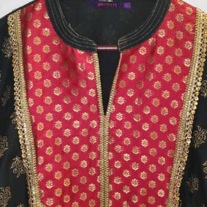 Black kurti with red legging